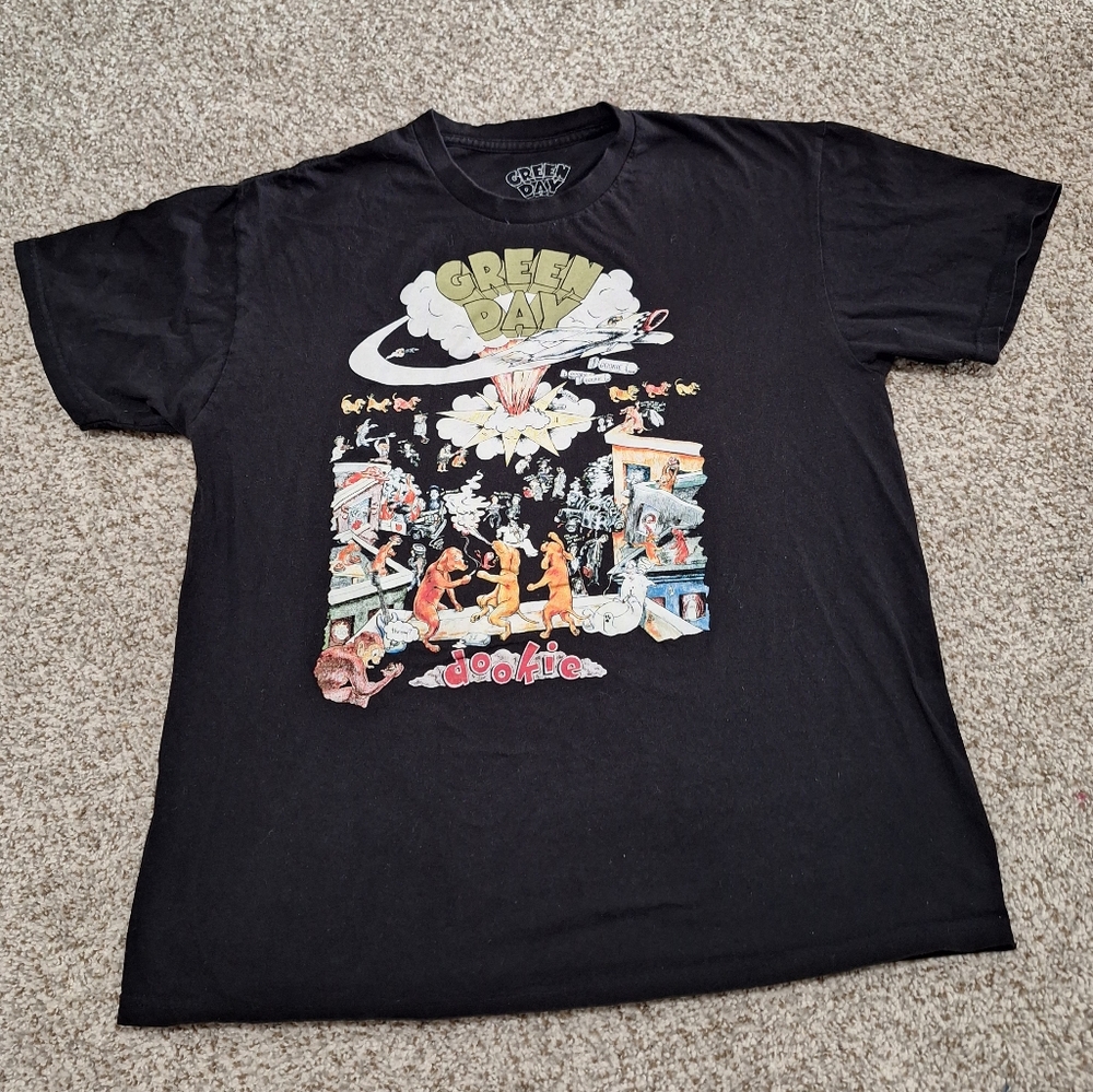 Vtg 90's Green Day Dookie black tshirt L